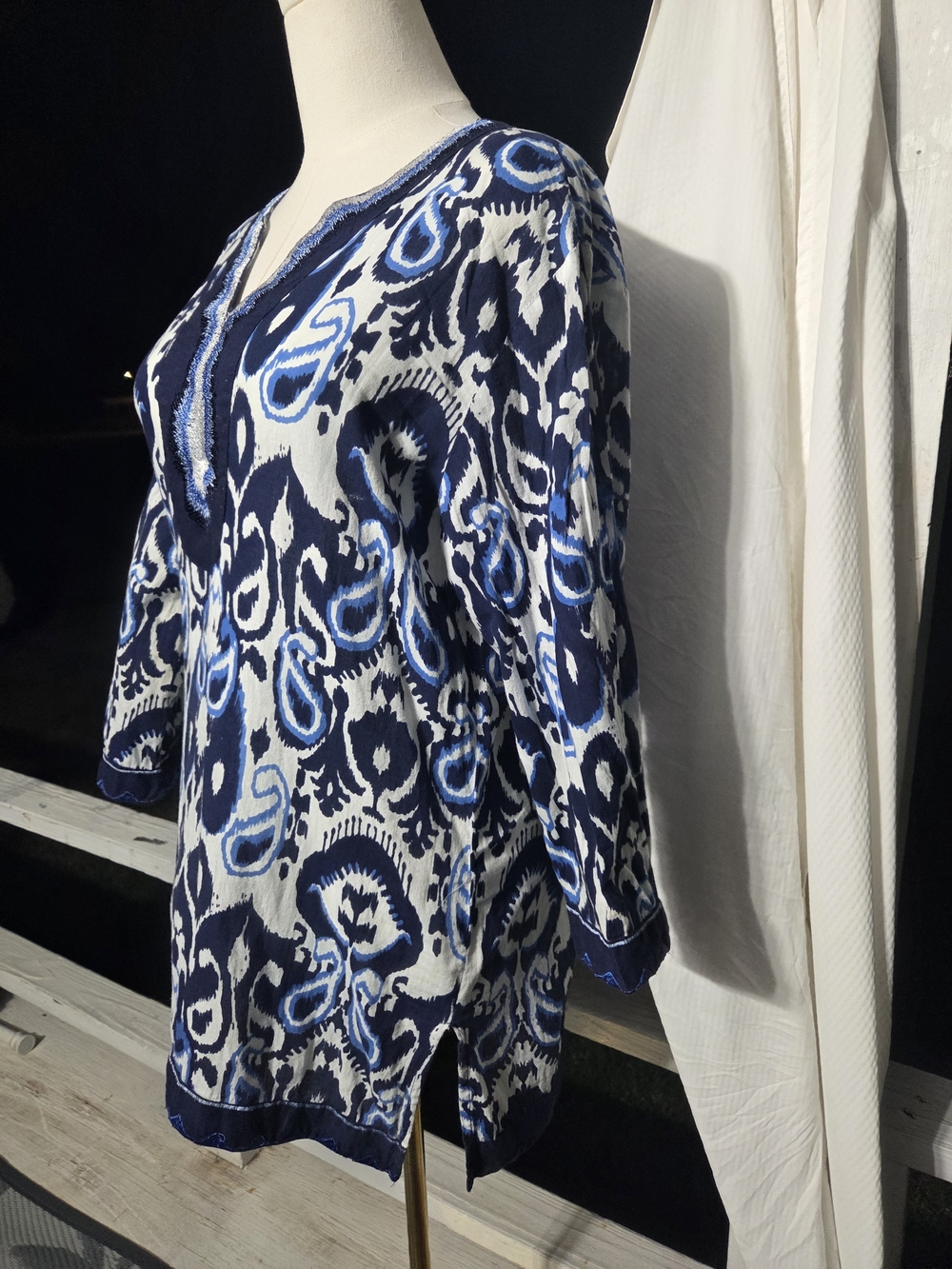 Women's Navy & White Printed Tunic - Picture 3 of 3